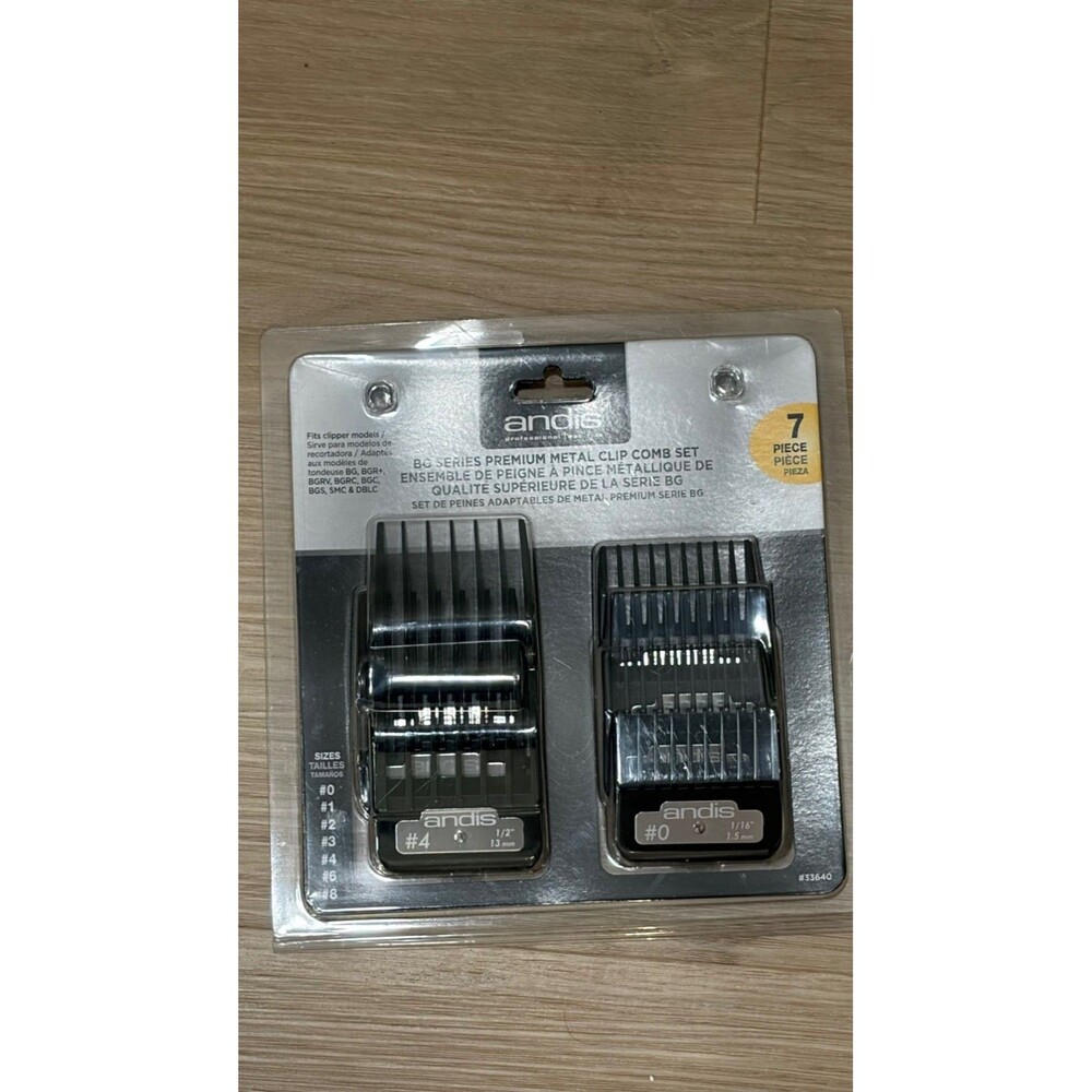 Andis 33640 BG Series Premium Metal Clip Comb Set 7 Sizes New Package Crack